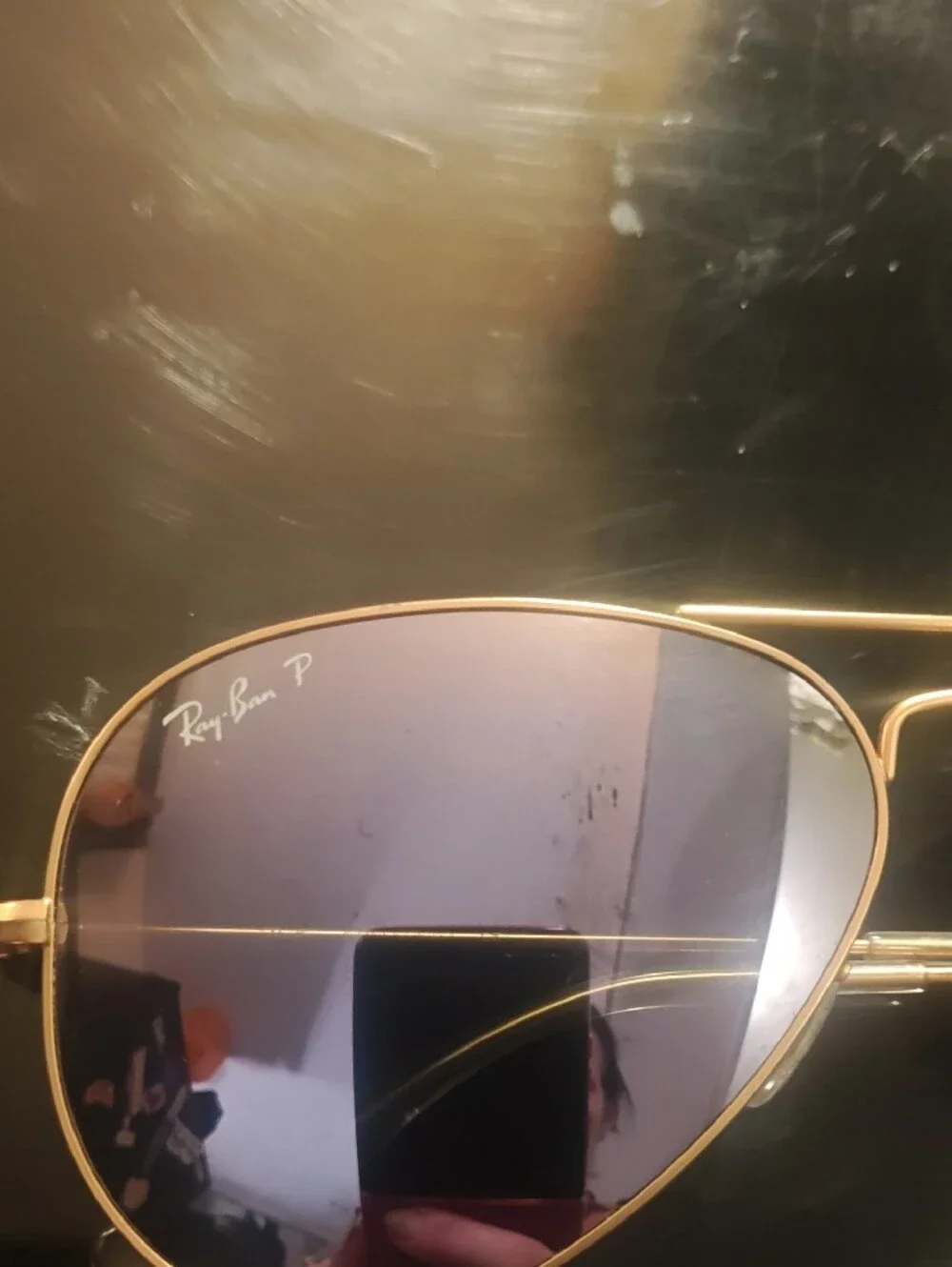 Ray-Ban Aviator Sunglasses - Gold Frame with Purple-Blue Mirrored Lenses